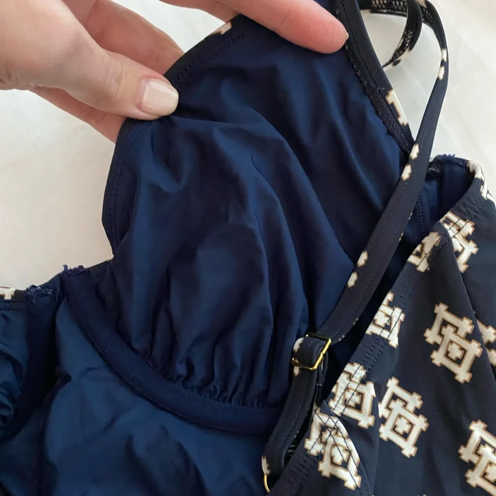 Tory Burch Navy and White One-Piece Swimsuit